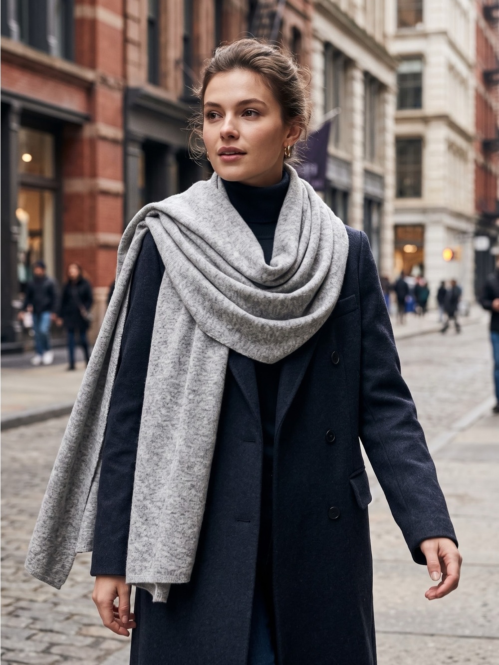 Cozy Light Grey Knit Wrap Scarf - Elegant Everyday Layer